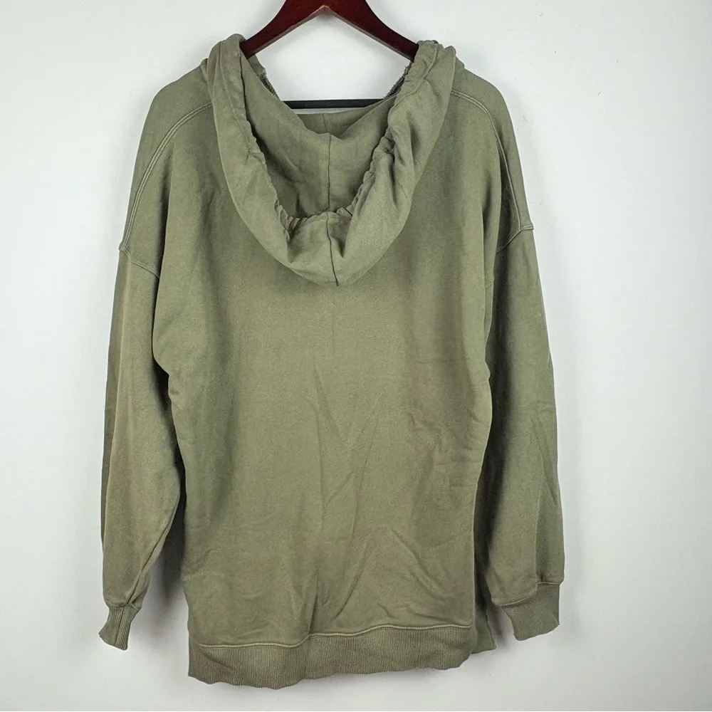 Aerie Barefoot Hoodie Oversized V Neck Green Sweatshirt Sweater Distressed XS - Picture 8 of 8